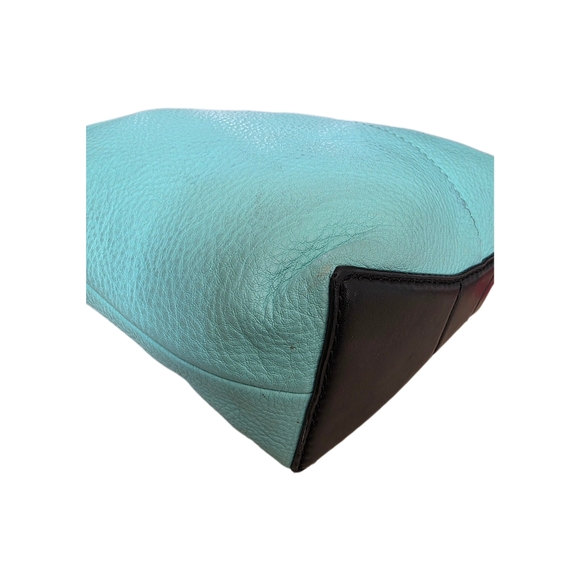 Kate Spade NY Aqua Pebble Leather Bow Bottom Black Strap Crossbody Handbag Bag - Picture 9 of 16